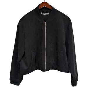Zara Black Full Zip Lightweight Bomber’s Jacket Size XL